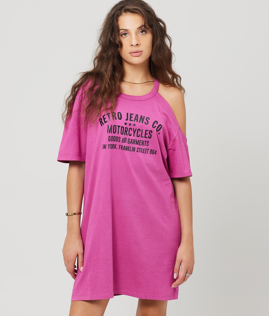 Pine Tunic Jersey Dress, Fuxia