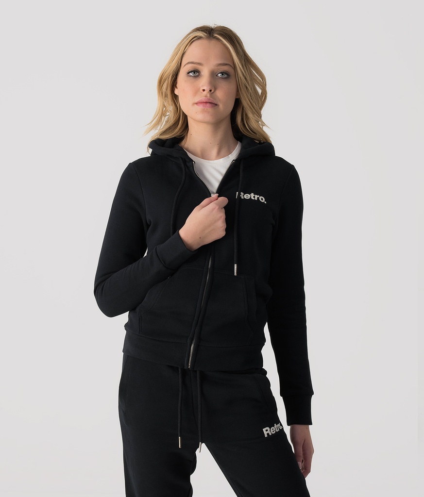 Daisy Zip Jogging Top, Black