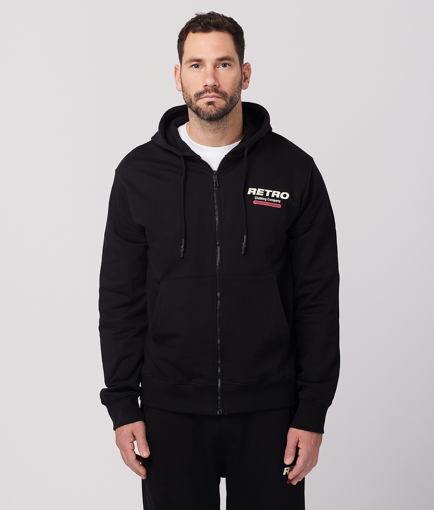 Nikos Zip Hoodie Jogging Top, Black