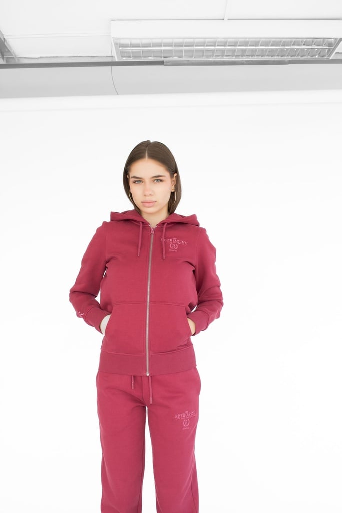 Carie Zip Hoodie Jogging Top, Bordeaux