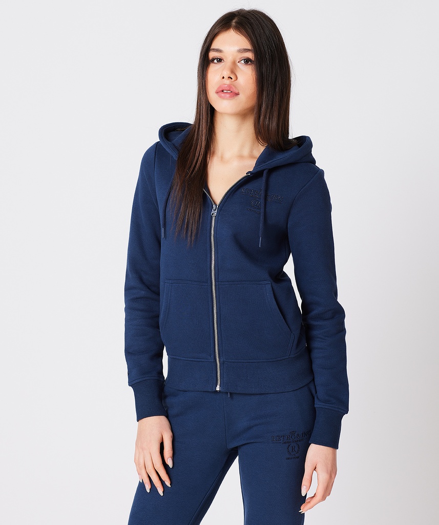 Carie Zip Hoodie Jogging Top, Dark Blue