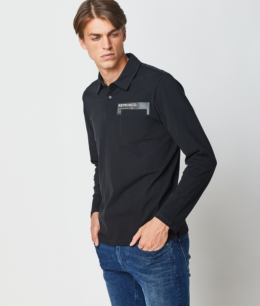 Acey Long Polo, Black