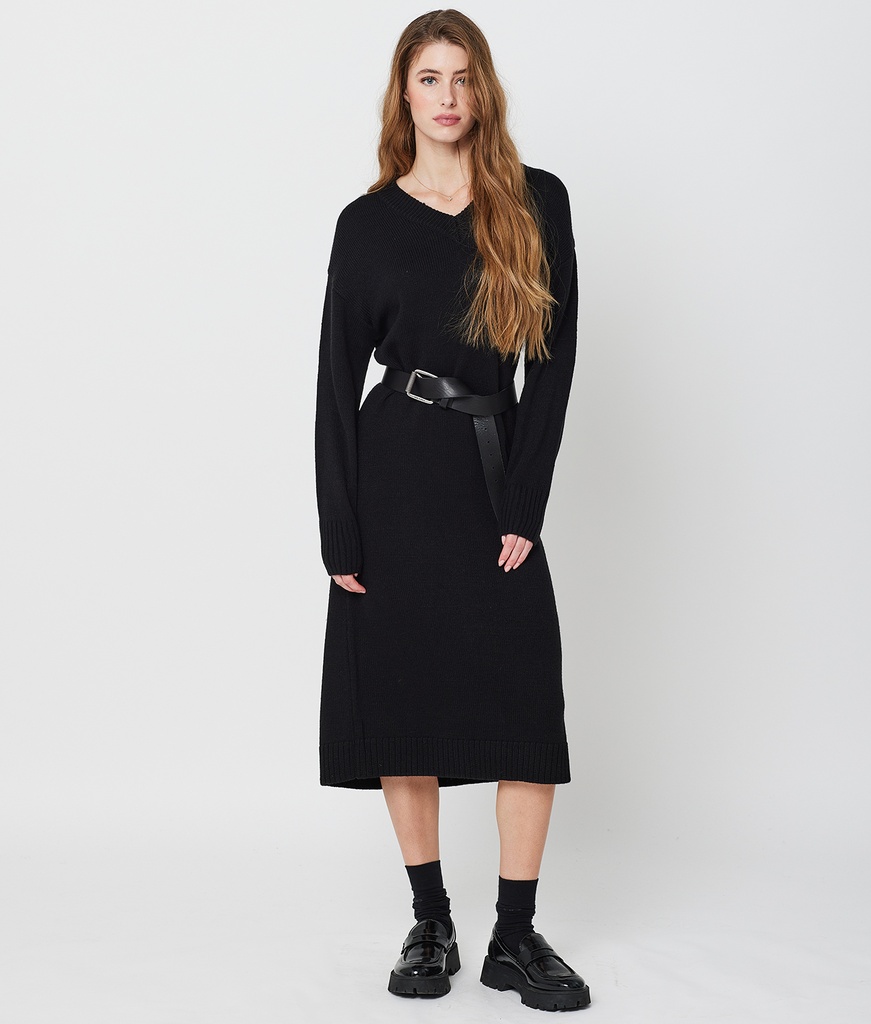 Pavlova Midi Knitted Dress, Black