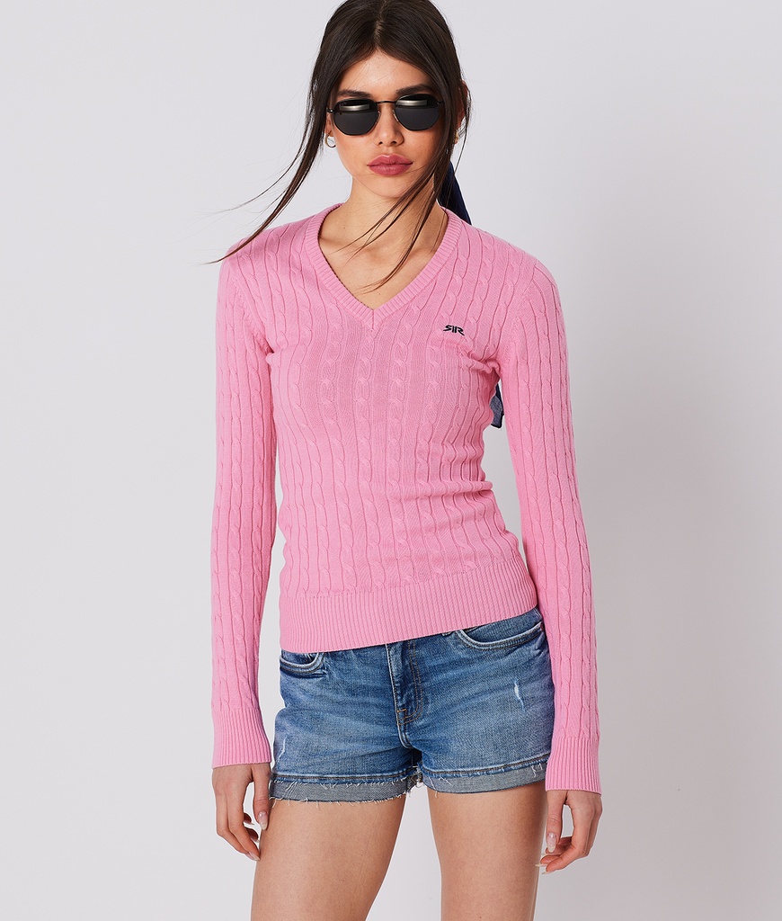 Rr Cable W Sweater, Pink