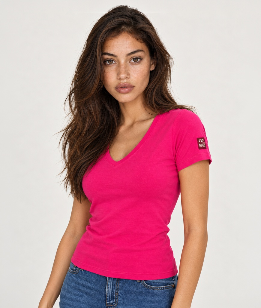 Joy V T-Shirt, Fuxia