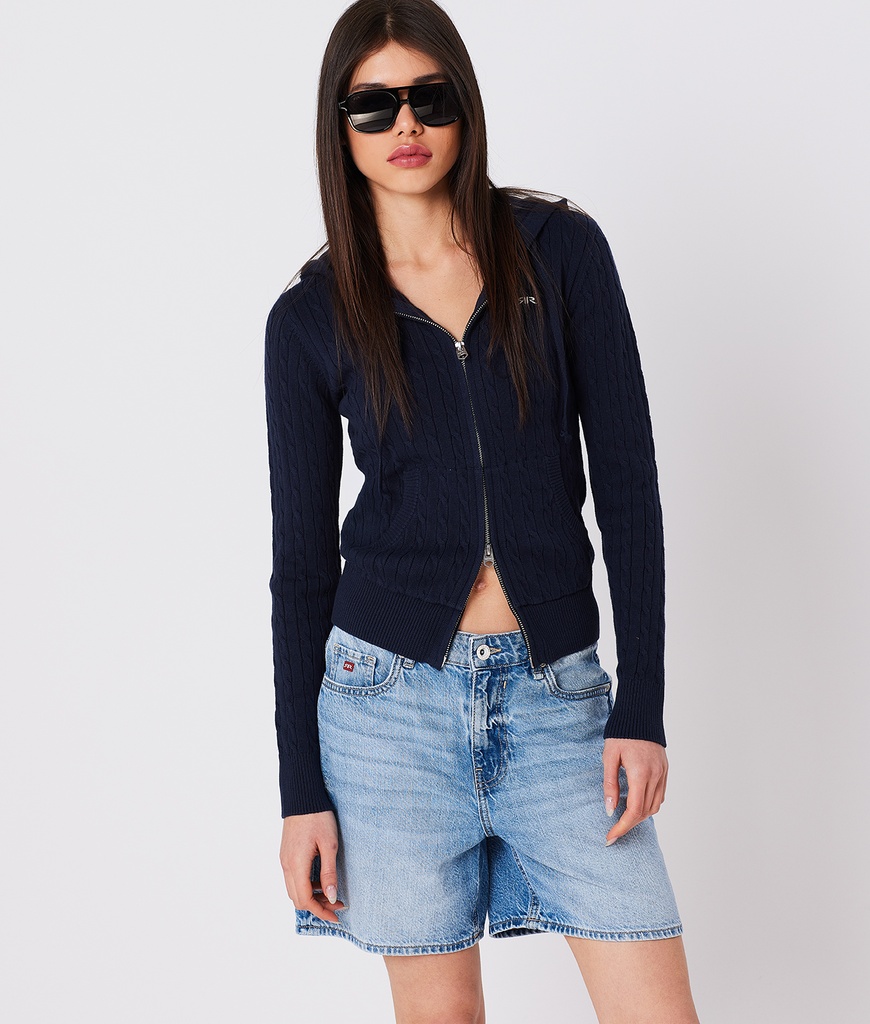 Rosemary Hoodie Cardigan, Dark Blue