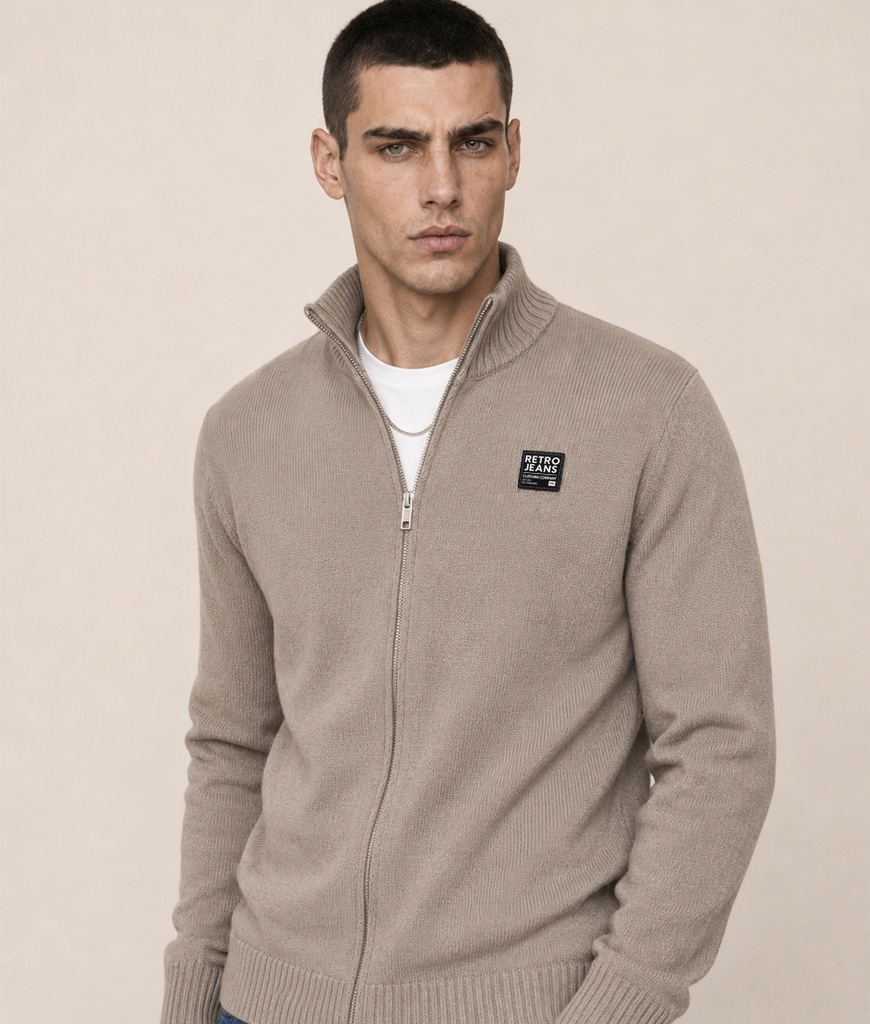 Brendan Zip Up Sweater, Mud