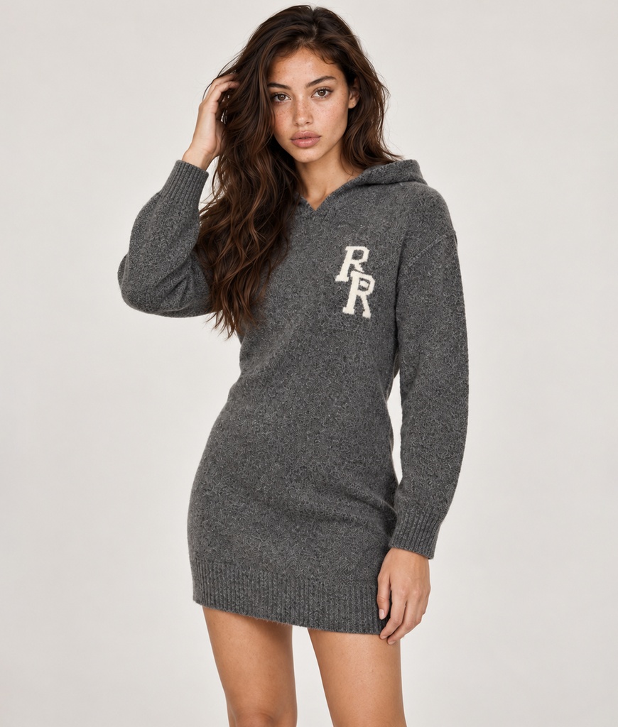 Anastacia Knitted Dress, Light Grey Melange